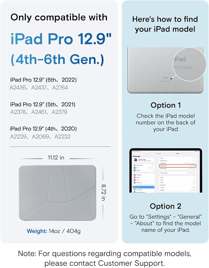 MOFT Dynamic Folio Tablet Stand for Desk Compatible with iPad Pro 12.9" (6th 2022 | 5th 2021 | 4th 2020), Slim Magnetic Tablet Holder Case with 20+ Viewing Angles, Cement x Sapphire