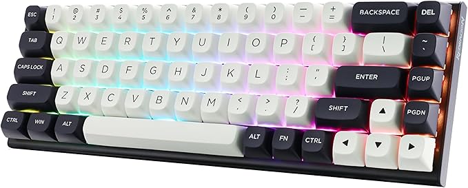 Redragon K701 Rapid Trigger Mechanical Gaming Keyboard, 60% Wired with Adjustable Actuation, Magnetic Switch, 8k Hz Polling Rate, RGB Backlit, 68 Keys Mini for PC Gamer, White/Blue-black
