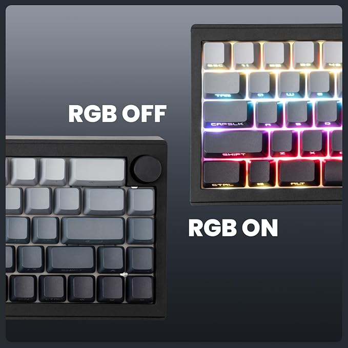ZORNHER ST68 Ergonomic Split Keyboard,65% Wireless Gaming Keyboard with Knob,65% Black Hot-Swappable Mechanical Keyboards for Win/Mac,Clicky Switches,RGB Backlit