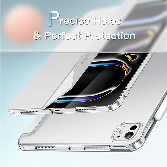 JETech Case for iPad Pro 13-Inch M4 (2024), Slim Stand Hard Back Shell Smart Cover with Auto Wake/Sleep (Silver)