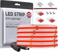 BTF-LIGHTING FCOB COB LED Strip Red Color 480LED/m 16.4FT DC24V Flexible High Density Uniform Light 8mm Width Bright Dimmable for Home Indoor Decor(No Adapter or Controller)