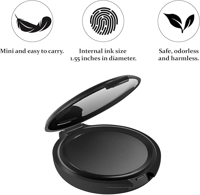 15PCS Black Fingerprint Ink Pads, Mini Portable Thumbprint Ink Pad for Notary Supplies Identification Security ID Fingerprint Cards Law Enforcement Fingerprint Kit Home Office Use