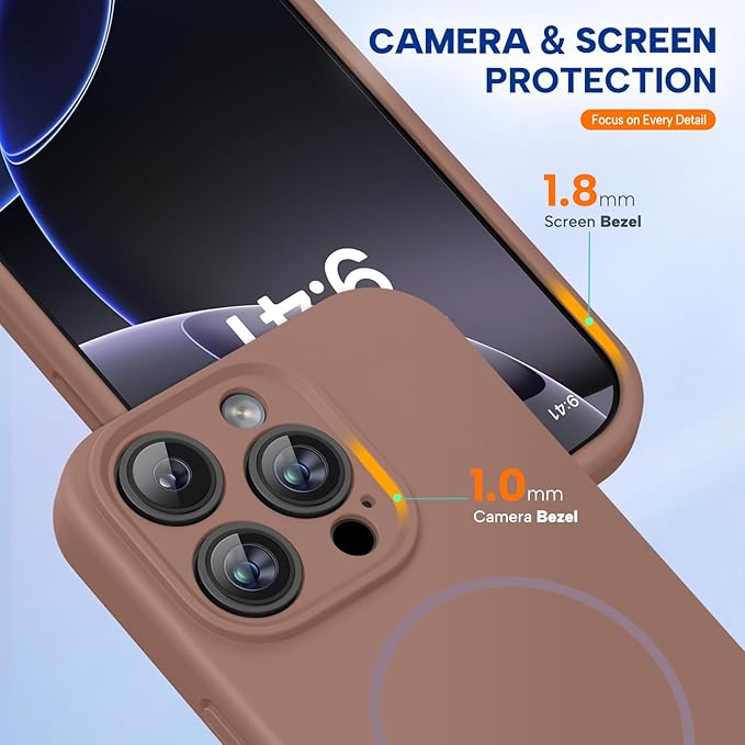 Miracase Magnetic for iPhone 16 Pro Case, [Soft Anti-Scratch Microfiber Lining], Compatible with MagSafe, Liquid Silicone Case Shockproof Drop Protection Phone Case for 16 Pro,Chocolate