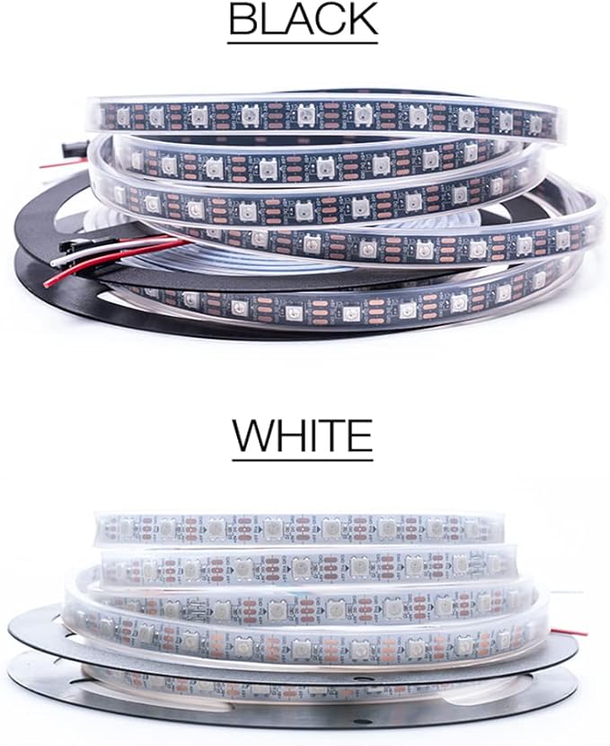 WS2812B LED Strip Individual Addressable Light 30Pixels/m SMD 5050 RGB Pixel Strip DC5V (16.4FT 150LEDS Waterproof IP67, White PCB)