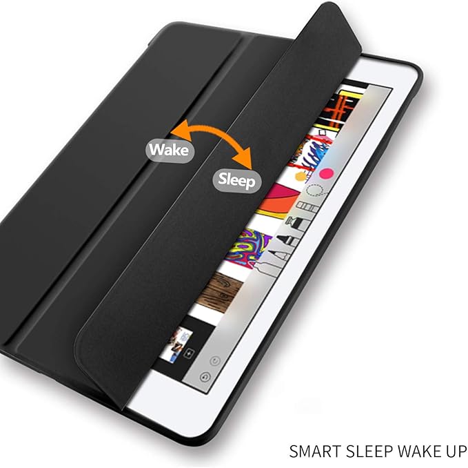 Aoub Case Compatible for iPad 9.7 inch 6th/5th Generation Case 2018/2017 with Pencil Holder, Thin Lightweight Smart Stand Cover, Auto Wake/Sleep, Model A1822/A1823/A1893/A1954, Black