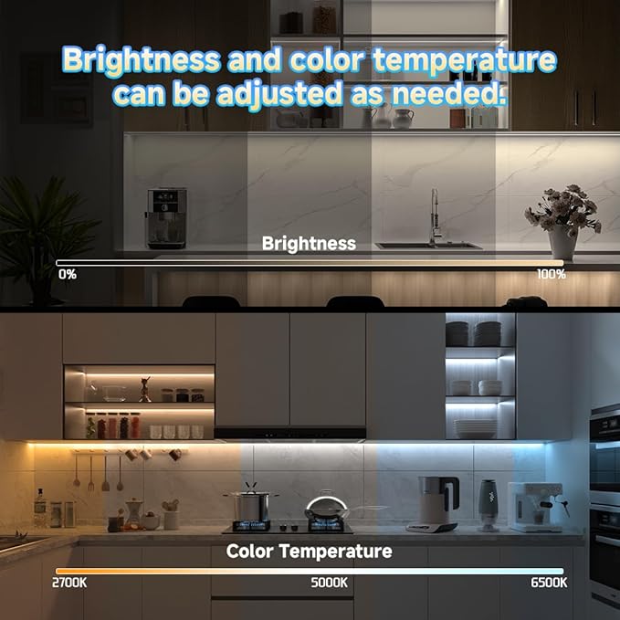 BTF-LIGHTING FCOB COB CCT 24VDC LED Strip Kit UL Listed Flexible High Density 640LED/m 32.8FT RF Remote Controller Tunable CT 2700K-6500K CRI90+ for Bedroom Kitchen Under Cabinet Indoor