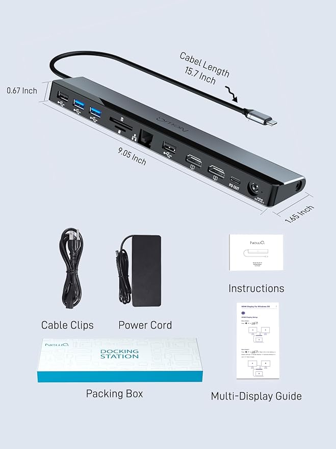 USB C Docking Station Dual Monitor 4K@60Hz, 12-in-1 Laptop Dock with 2*HDMI, 4*USB, Thunderbolt 3/4 Dock, SD/TF Slot, Ethernet, Audio, 96W Power Adapter, for HP, Lenovo, Dell, ASUS,Surface