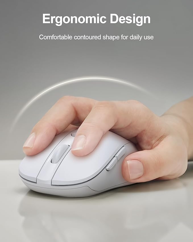 wegear USB Wireless Mouse for Laptop PC Mac, 2.4GHz Cordless Mouse with 6 Buttons, 5-Level Adjustable 4000 DPI, Ergonomic Portable Optical Computer Mice, 24-Month Battery Life -White