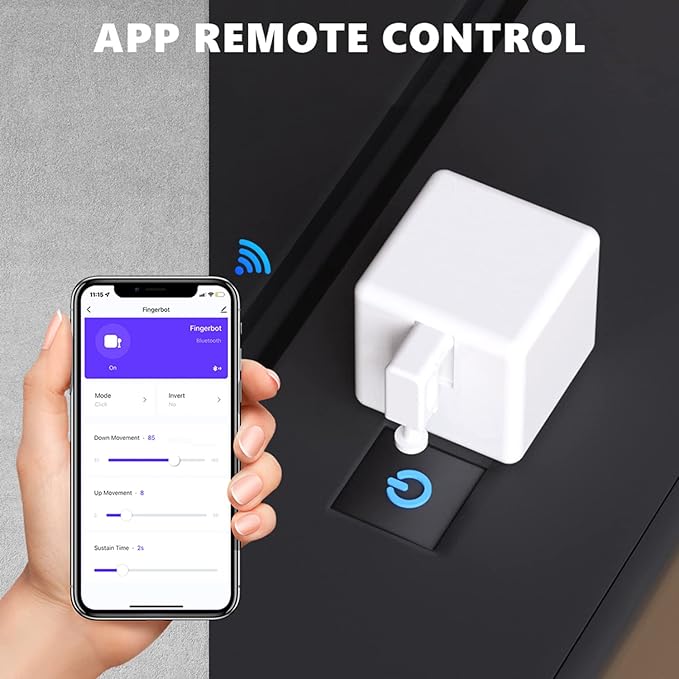 Smart Switch Button Pusher: Bluetooth Fingerbot Plus with Toolkit for Any Buttons & Switches, Tuya App Control,No Wiring Switch Bot Button, Add a Blutooth Hub Compatible with Alexa Google Home (White)