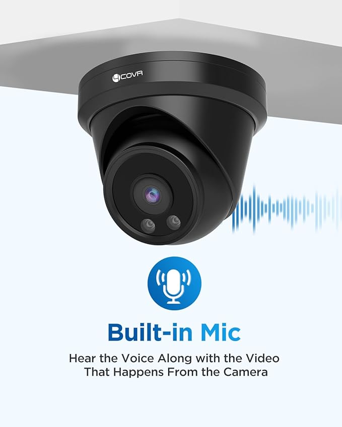 4COVR 4K 8MP PoE Security IP Camera, Outdoor Wired Surveillance Video Camera with Audio, Smart Human/Vehicle Detection, 110° Wide Angle 100ft IR Night Vision, 2.8mm Lens, IP67 Weatherproof, LY97AB8MA