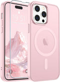 SUPFINE Magnetic for iPhone 14 Pro Case (Compatible with MagSafe) (Military Grade Drop Protection) Translucent Matte Shockproof Phone Cover,Light Pink