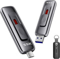 SSK 256gb Flash Drive,up to 560 MB/s Read Speed SSD External Hard Drive,Fast Pendrive with Sliding Dual USB 3.2 Thumb Drive Type-c +A?Photo Stick for iPhone 15/16/17/Android/Windows/Tablet/TV
