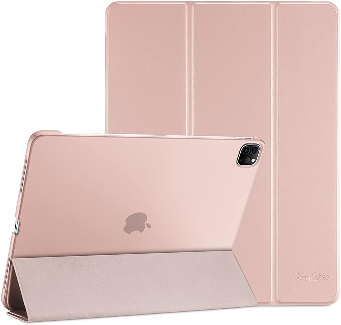 ProCase for iPad Pro 11 Inch Case 2022/2021/2020/2018(4th/3rd/2nd/1st Generation), iPad Pro 11" Slim Stand Hard Back Cover Shell Smart Folio Compatible with Pencil/Support Auto Wake/Sleep -Pink
