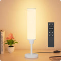 Nukanu Table Lamp with Remote，Bedside Lamps for Night Stands, Nightstand Lamp with Adjustable Brightness (10%-100%) and Color Temperature (3000k-6000k),Small Lamp for Bedroom (White-Beige Linen)