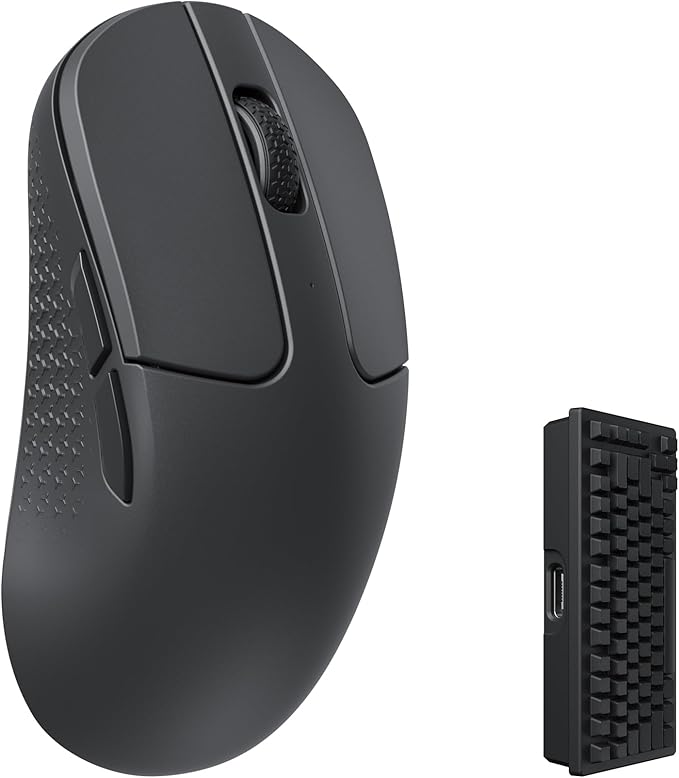 Keychron M3 Mini 4K Wireless Bluetooth 5.1/2.4 GHz/Wired Optical Mouse, Ultra-Lightweight 55g Programmable PixArt 3395 Sensor with up to 26,000 DPI/ 650 IPS for Windows Mac Linux - Black