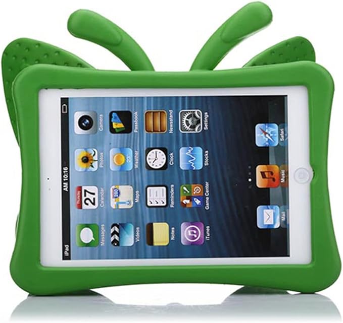 Kids Proof Case for Apple iPad mini 5/4/3/2/1 with Kickstand 3D Cartoon Soft EVA Foam Lightweight Shockproof Cover iPad mini 5th (2019) 4th/3rd/2nd/1st Generation 7.9", Green Butterfly