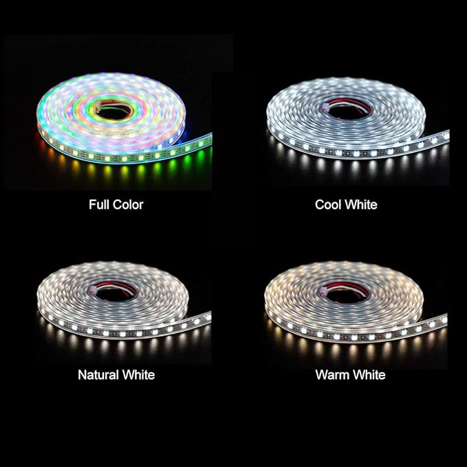 BTF-LIGHTING RGBW RGB+Natural White SK6812 (Similar WS2812B) 4 Colors in 1 LED Strip Individually Addressable 16.4ft 60Pixel/m 300LED Light Dream Color IP65 DC5V White PCB (No Adapter or Controller)