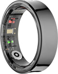 Curved Design Smart Ring Fitness Tracker, Gesture Remote Control Activity Sport Record Sleep Quality Heart Rate SpO2 Skin Temperature Monitoring (Black, #8)