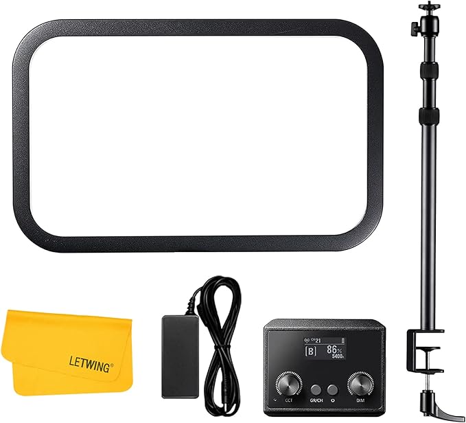 Godox ES45 Key Light,LED Video Light with Extendable Desk Stand,2.4G Wireless Control,0-100% Brightness & 2800-6500K Color Temperature,E-Sports LED Light Kit for Streaming,Zoom Calls, YouTube,Tiktok