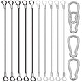 10 Pack 20 Inch(50cm) Stainless Steel Tethers with 4 Pcs Spring Snap Hook Clips, Steel Wire Cable with Loops Vinyl Cover Coated Short Rope Lanyard Lock Tether Chains, 2 Colors