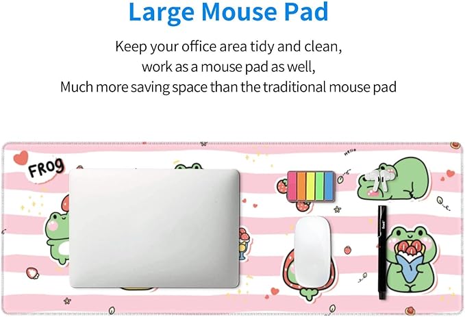 Cute Frog Mouse Pad XL Large Mousepad Non Slip Rubber Base Desk Mat for Laptop Computer Gaming 31.5" X 12"