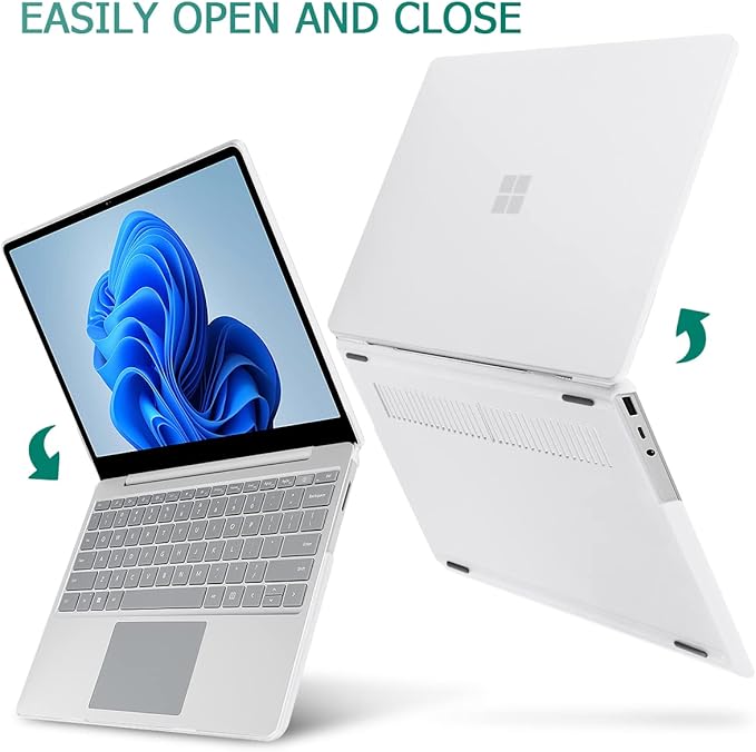 May Chen Compatible with Microsoft Surface Laptop Go 3 Go 2 Go 1 12.4 Inch Model 1943 2013 (2023 2022 2020 Release), Plastic Hard Shell Case with Screen Protector + Keyboard Cover, Matte Clear
