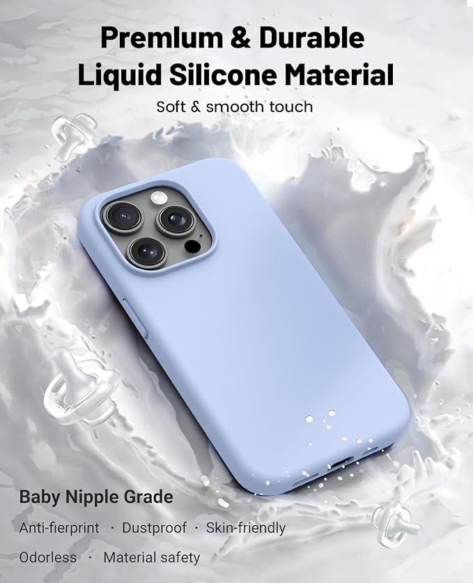 OTOFLY for iPhone 15 Pro Max Case [Compatible with MagSafe] Full-Body Silicone Shockproof Slim Thin Phone Case for iPhone 15 Pro Max 6.7 inch (Light Blue)