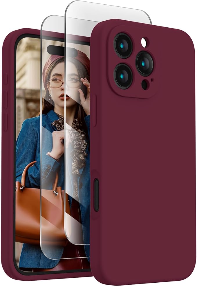 FireNova Designed for iPhone 16 Pro Case, Silicone Upgraded [Camera Protection] Phone Case, Soft Anti-Scratch Microfiber Lining Inside, 2024, Plum