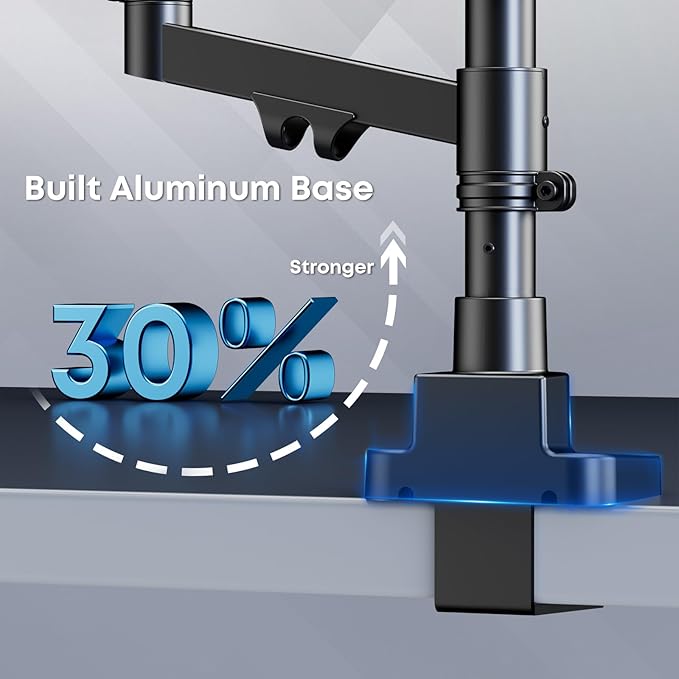 Triple Monitor Mount for up to 35-inch Screens – Heavy Duty Ultrawide Stand with Fully Adjustable, 12kg Gas Spring Arm (Each), VESA 75×75/100×100 mm, Black
