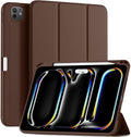 Kidopire New Compatible with iPad Pro 11 Inch Case (M4 2024/M5 2025) with Pencil Holder, Smart Cover with Protective Trifold Stand & Soft TPU Back, Auto Wake/Sleep, Support Pencil Pro, Dark Brown