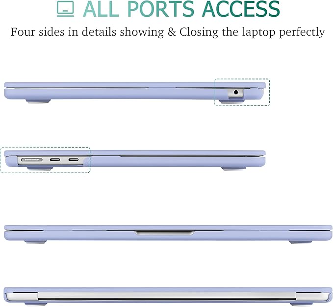May Chen Case for MacBook Air 13/13.6-inch (M5/M4/M3/M2, 2022-2026 Models A3449 A3240 A3113 A2681), Lightweight | Closes Seamlessly | Ideal for Work Hard Shell Case, Airy Blue A+