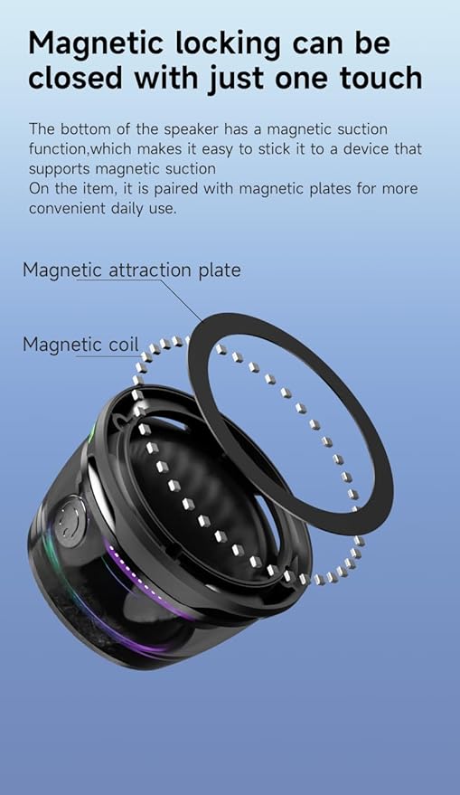 2 Pcs G200 Magnetic Bluetooth Speaker,Multifunctional Portable Mini Speaker with RGB Color Light Show-3D Surround Sound Effect,Birthday (Purple)
