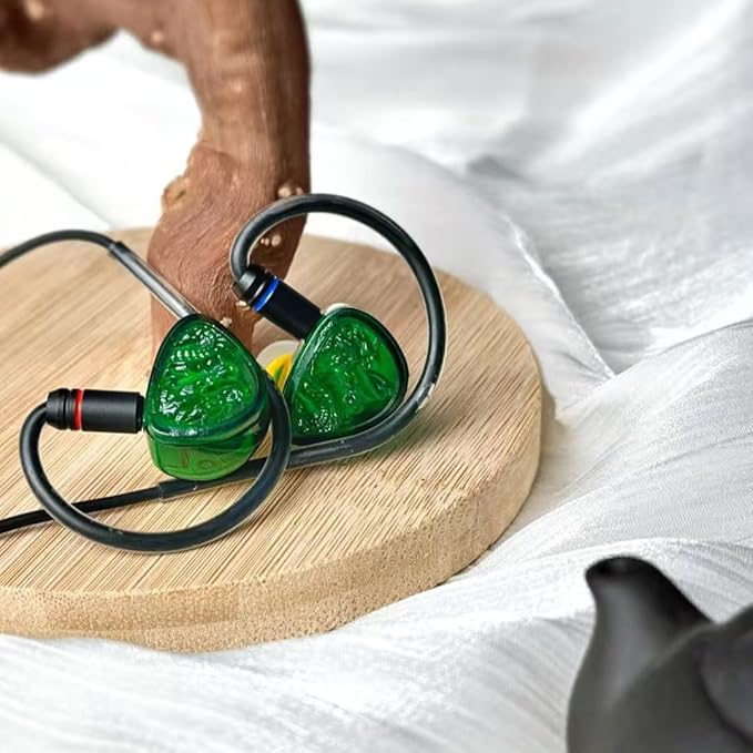 TANGZU Wan'er S.G II Emerald Dragon in Ear Monitor, Gaming IEM Earphones, HiFi Wired Earphones with 10mm PET Diaphragm Dynamic Driver, Flat 0.78mm 2-pin Tangle-Free Detachable Cable (Type C with Mic)