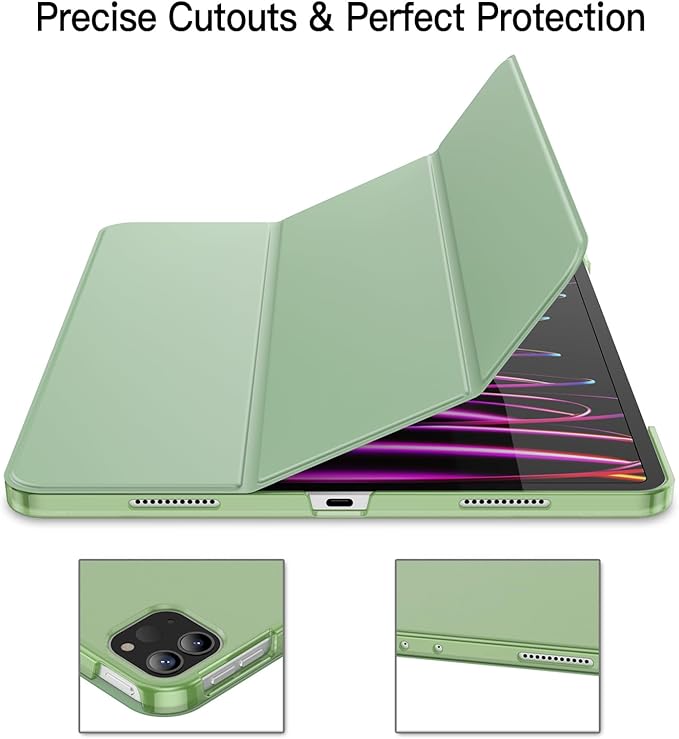 JETech Case for iPad Pro 12.9-Inch (6th/5th Generation, 2022/2021 Model), Slim Stand Hard Back Shell Smart Cover with Auto Wake/Sleep (Matcha Green)