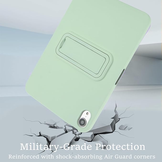 Case for iPad mini 7th & 6th Gen with Kickstand, Soft TPU + Hard PC Ultimate Delicate Touch Feeling Shockproof Protective Back Cover for iPad mini 7th 6th Women Men, Mintgreen