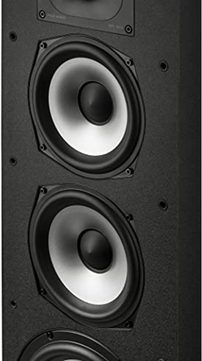 Polk Monitor XT70 Large Tower Speaker, Home Stereo Speakers, Hi-Res Audio, Dolby Atmos & DTS:X Compatible, 1" Tweeter, (2) 6.5" Balanced Woofers, (2) 8" Passive Radiators (Single, Midnight Black)
