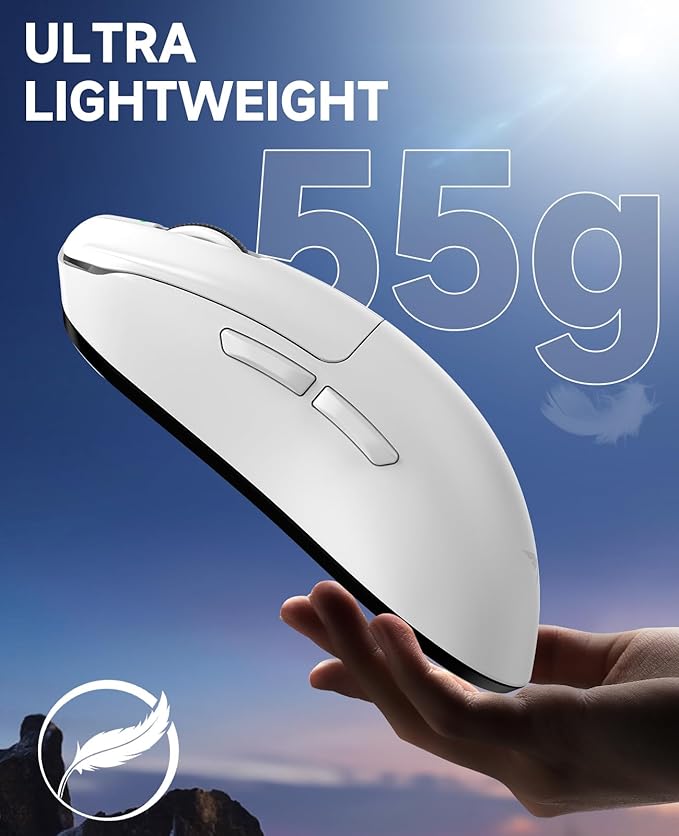 VGN Dragonfly F1 MOBA Wireless Gaming Mouse, 55g Ultralight, PAW3395 26K DPI Optical Sensor, Optimized Tactile Click Feel, Anti-Slip Silver Coating Grip, 4000Hz Polling Supported, Esports Mouse, White