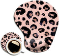 DOOKE Ergonomic Mouse Pad with Wrist Support and Coaster,Mouse Pads with Non-Slip PU Base for Home Office Working Studying Easy Typing & Pain Relief Leopard
