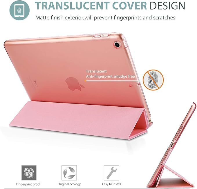 ProCase Smart Case for iPad 9.7 Inch iPad 6th/5th Generation 2018 2017(Model: A1893 A1954 A1822 A1823), Ultra Slim Lightweight Stand Cover with Translucent Frosted Back -Pink