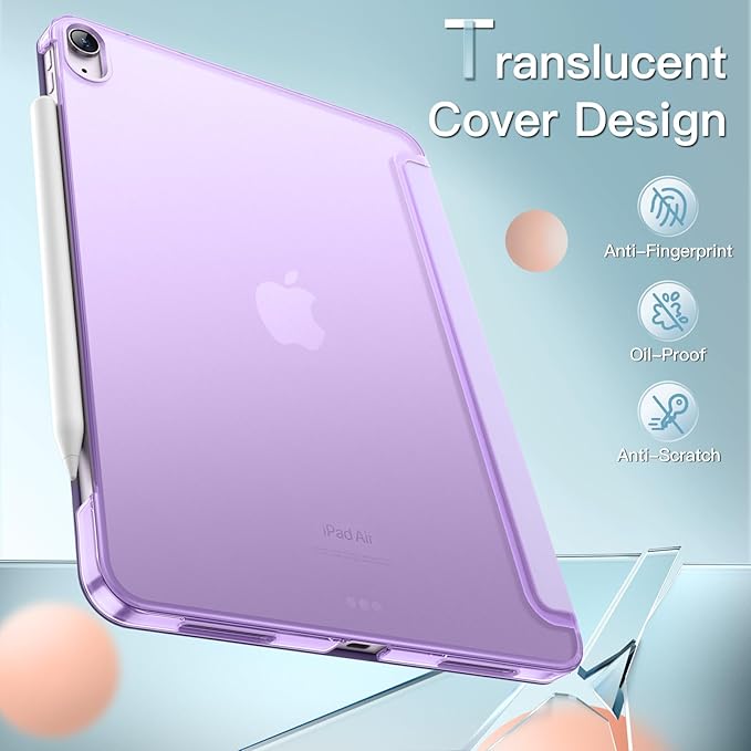 JETech Case for iPad Air 13-Inch M4/M3/M2 (2026/2025/2024), Slim Stand Hard Back Shell Smart Cover with Auto Wake/Sleep (Purple)