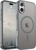 SUPFINE Magnetic for iPhone 16 Plus Case(Compatible with MagSafe)(Military Grade Drop Protection) Slim Translucent Matte Shockproof with Anti-Fingerprint Phone Case,Gray