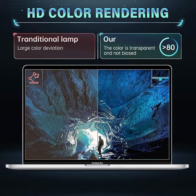 CATPOWER Portable Laptop Monitor Light Bar with USB Connection, e-Reading LED Task Lamp, 3 Color Temperature Settings, 10 Levels of Brightness Adjustment, No Glare on the Screen, Saves Space