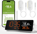 MOCREO WiFi Remote Thermometer Freezer Alarm, 1/3 Mile Long Range, with IP67 Waterproof Probe, App Email Alert, with Digital Monitor Hub, 2 Smart Temperature Sensors for Refrigerator, Hot Tub, RV