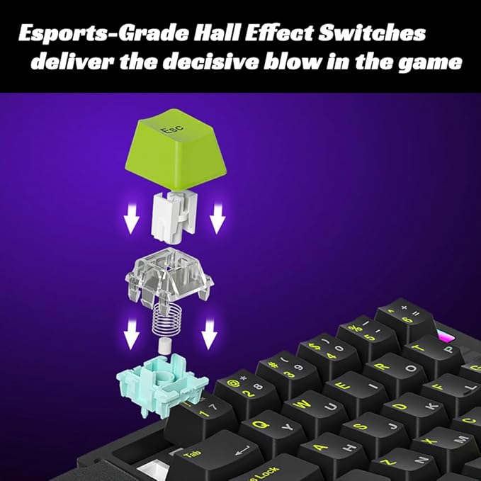 Left-Hand Mechanical Gaming Keyboard Hall Effect Magnetic Switch,29 Keys Hot Swappable,0.01mm Adjustable RT/RS,8K, Portable One Hand Gaming Keypad for FPS & Rhythm Games PC/Mac,RGB(White)