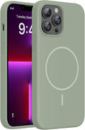 Miracase Magnetic for iPhone 13 Pro Max Case, [Soft Anti-Scratch Microfiber Lining], Compatible with MagSafe, Liquid Silicone Shockproof Drop Protection Phone Case for 13 Pro Max, Patina Green