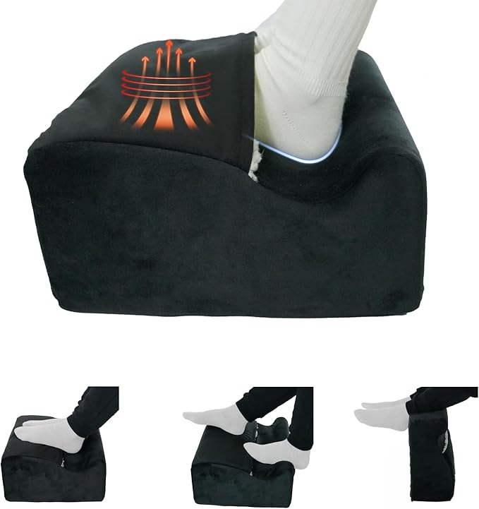 Foot Rest for Under Desk at Work,Ergonomically Designed Home Footrest with Warm Feet Pocket,Comfort Foam Foot Stool Used As A Foot Or Leg Elevator Under Desks,Office Chairs & Sofas or Couch - Black