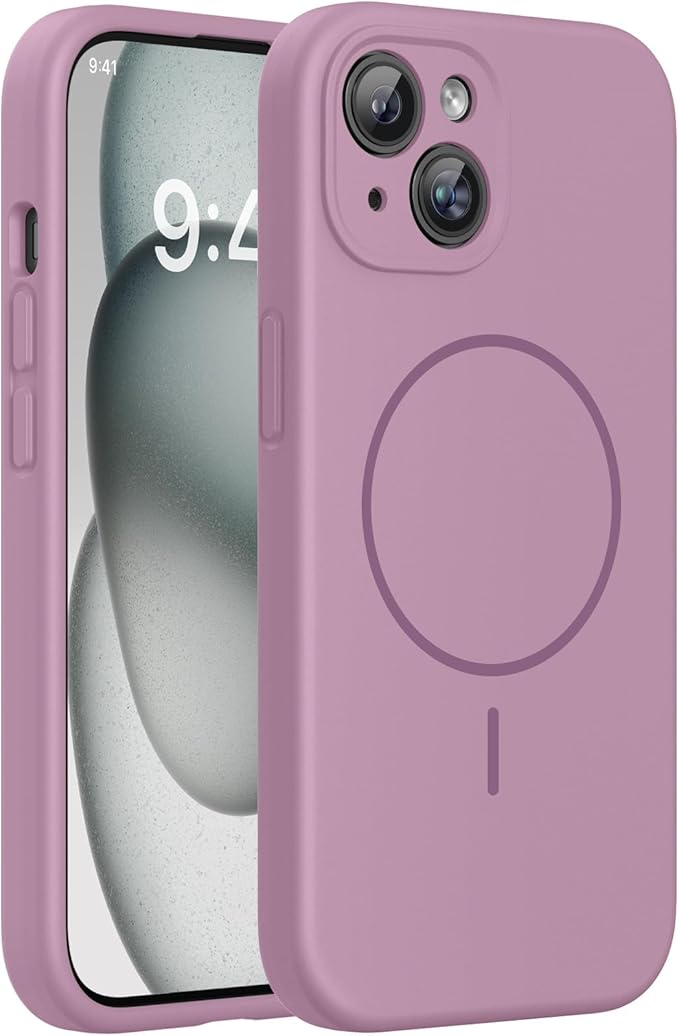 Miracase Compatible with iPhone 15 Case, [Soft Anti-Scratch Microfiber Lining], Liquid Silicone Case Gel Rubber Shockproof Drop Protection Phone Case for iPhone 15, Blackcurrant
