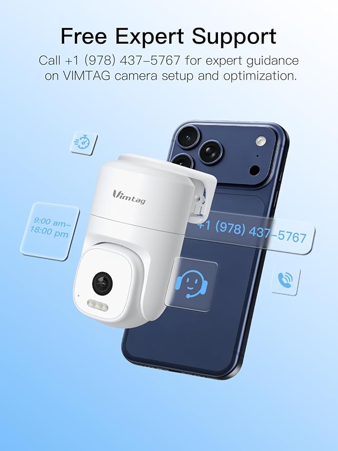 VIMTAG 2.5K 4MP Outdoor Security Camera, Pan/Tilt WiFi Home CCTV Camera, 360° View & Motion Tracking, Color Night Vision, 2-Way Audio, AI Detection Alarm, IP66, Cloud & SD Card Storage, Works w/Alexa