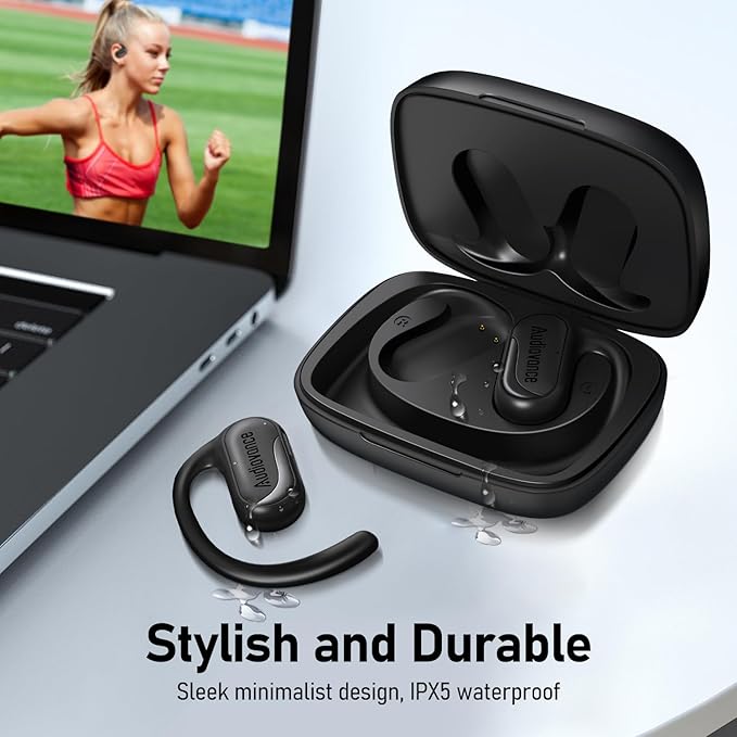 Audiovance OpenComfy CF301 Wireless Headphones for Running, Bluetooth Open Ear Headphones for Sports Gym Workout, Ultra Comfort, Superior Sound, Secure Fit, Ambient Awareness, Black