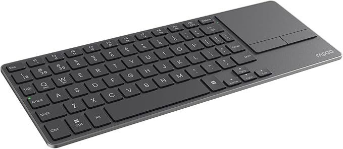 Rapoo Portable Wireless Keyboard with Touchpad, Multi-Device HTPC Keyboard for PC-Connected TV/Tablet/Steam Deck/Gaming Console/Raspberry Pi/Mini PC - Support Touch Gestures for Windows & Mac, Black